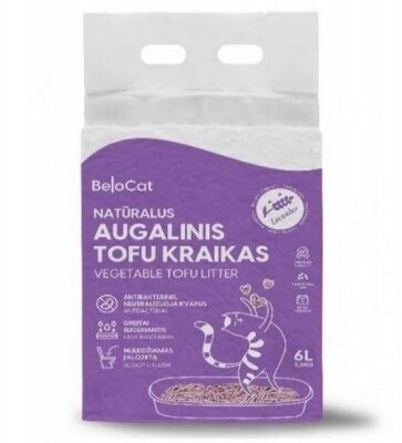 Pakaiši kaķu tualetēm BeloCat Tofu Clumping Cat Litter Lavender 6l